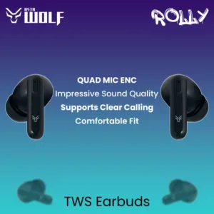 Asta WOLF ROLLY Wireless Earbuds with Upto 6 hours of playtime, 20+ hours Playtime Using Case | Fancy Rolling Design | 13mm Driver | IPX4 | Clear Calling | Quad Mic ENC | Fast Charging