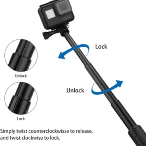 Goeasy Pole Mini Selfie Camera Stick 180 Adjustable Head Extends To 19’ Go Easy