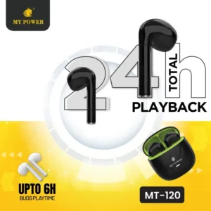 MY Power MT120 Earbuds With Loud Sound & high Bass| Type-C Charging Port Wireless Earbuds 6 Months Warranty