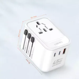 LDNIO Travel Converter 3 USB Ports 45W GaN Adapter Z8 Superfast Charging