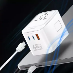 LDNIO Travel Converter 3 USB Ports 45W GaN Adapter Z8 Superfast Charging