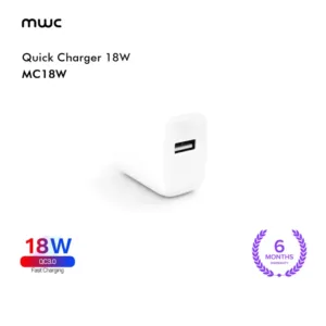 MWC Quick Charging Adapter With Type-C Cable And USB Port | QC3.0 Max 18W | MC-18W