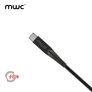 MWC MUC100W Premium | USB-A to Type-C 100W Premium Quality Ultra-Fast Charging Cable | 1m Long Premium Quality Core and coated with Premium TPE | USB 3.1 | 5A - Black