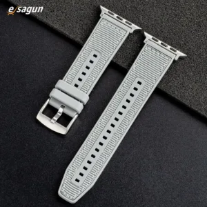 For Apple Watch 42 44 45 49 mm Nylon Braided Silicone Strap