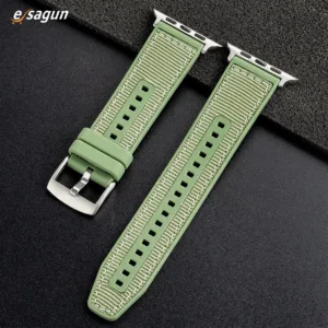 For Apple Watch 42 44 45 49 mm Nylon Braided Silicone Strap