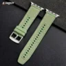 For Apple Watch 42 44 45 49 mm Nylon Braided Silicone Strap - Green