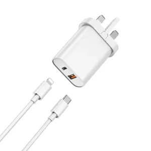 WiWU Wi-U002 C-L High Quality 20W PD+QC Fast Wall Charger With Usb C to Lightning Cable