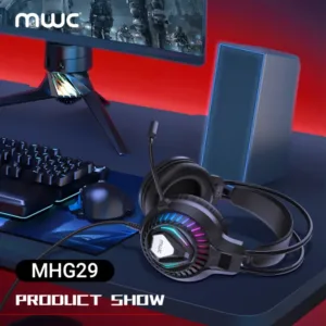 MWC MHG29 | GAMING HEADPHONE | 3.5mm Audio | 50mm Driver | Colorful Lighting(RGB Light) | 5.1 Listening To The Sound (for accurate positional audio) | With Microphone-Black