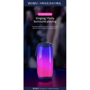 WiWU Thunder P40 Wireless Speaker Color Changeable Dazzling LED Light bass Portable With Microphone