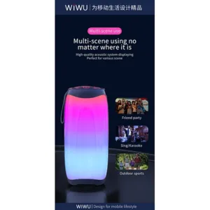 WiWU Thunder P40 Wireless Speaker Color Changeable Dazzling LED Light bass Portable With Microphone