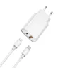 WiWU Wi-U002 C-L High Quality 20W PD+QC Fast Wall Charger With Usb C to Lightning Cable - White