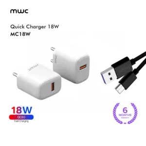 MWC Quick Charging Adapter With Type-C Cable And USB Port | QC3.0 Max 18W | MC-18W