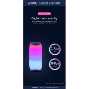 WiWU Thunder P40 Wireless Speaker Color Changeable Dazzling LED Light bass Portable With Microphone