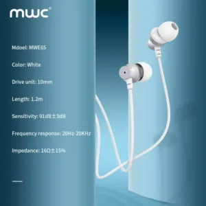 MWC MWE65 | 100% Premium Quality | In-ear Wired Earphone | 10mm Dynamic Speaker | Master Level Tones | Stereo Surround Sound |1.2m TPE Cable | 3.5mm Audio Pin | Deep & Clean Bass | 6 month Warranty