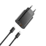 WiWU Wi-U002 C-L High Quality 20W PD+QC Fast Wall Charger With Usb C to Lightning Cable - Black