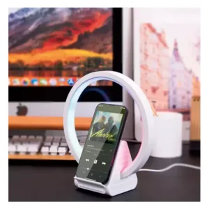 Wiwu 2 in 1 Wireless charger speaker | Led Wireless Recharchable Speaker| Multifunctional Desk Lamp