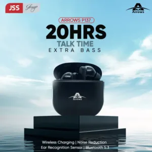 ARROWS P137 Extra Bass Wireless Earbuds With ENC For Clear Sound | Ultra low Latency 45ms | 20Hrs Talk Time | Environmental Noise Cancellation With Tap Operation | 6 Months Warranty