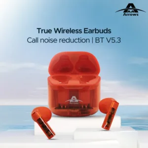 ARROWS P60 Pro Transparent Wireless Bluetooth Earbuds | 20 Hrs talk time | Call Noise Reduction | Ultra low latency 45 ms | 13mm Drivers | Bluetooth 5.2 | 6 Months Warranty