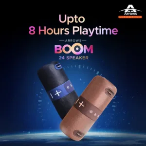 Arrows Boom 24 Wireless Portable Speaker | 24 Watt | Tws Function | Play Time 6-8 Hours | 5000 Mah Battery | BT 5.3 | Type C Charging | Drive 78MM*2 | RGB light Function | Six Months Warranty