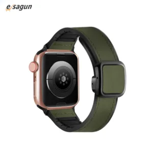 For Apple Watch 49mm 44mm 45mm 42mm Silicone Leather Bracelet Quick Replacement Magnetic Buckle Fashion Strap