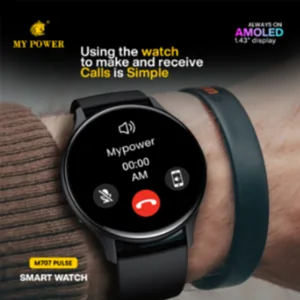 My Power 1.43" Amoled Display Smartwatch M707Pulse| Always On Screen| Bluetooth HD Calling | Health Tracking | IP67 Water resistant