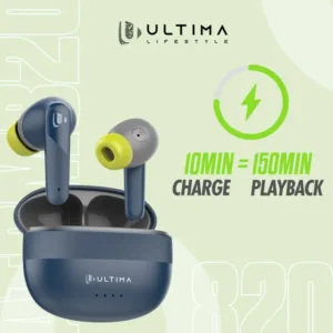 Ultima Atom 820 Earbuds With 25Hrs Playtime | Fast Charging | 13MM Drivers | IPX5 Sweat Proof | ENC Noise Cancellation Bluetooth Wireless Earbuds