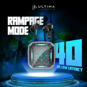 Ultima Blaze Gaming Earbuds with ANC | 42 Hours Playtime | 4 Mics with ENC | 15 Meters Range | Dual Tone with Blazing LEDs | Rampage Mode (40 MS) | IPX4 Rated | 5C BOOST Charging Wireless Earbuds