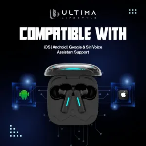 Ultima Blaze Gaming Earbuds with ANC | 42 Hours Playtime | 4 Mics with ENC | 15 Meters Range | Dual Tone with Blazing LEDs | Rampage Mode (40 MS) | IPX4 Rated | 5C BOOST Charging Wireless Earbuds