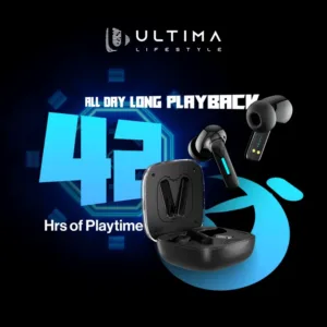 Ultima Blaze Gaming Earbuds with ANC | 42 Hours Playtime | 4 Mics with ENC | 15 Meters Range | Dual Tone with Blazing LEDs | Rampage Mode (40 MS) | IPX4 Rated | 5C BOOST Charging Wireless Earbuds