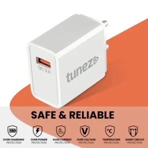 Tunez C30 22.5W Fast Charging Adaptor QC 3.0 | Made In India | USB-A Charger