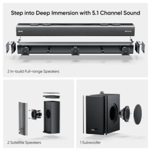 Mivi Fort S660 With Dolby Audio, 2 Satellite Speakers, Surround Sound 660 W Bluetooth Soundbar (Black, 5.1 Channel)