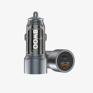 BWOO CC95  45W USB-C Car Charger 2 Ports Transparent And Gray