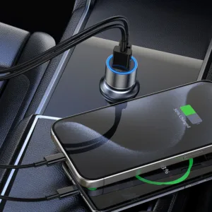 BWOO CC95  45W USB-C Car Charger 2 Ports Transparent And Gray