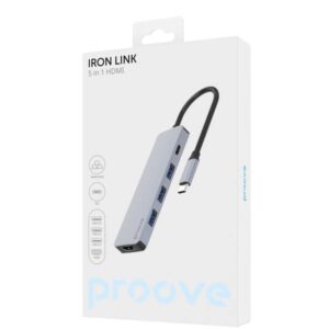 Type-C-HUB Proove Iron Link 5 in 1 (3USB3.0 + Tyce C + HDMI)