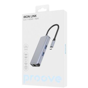 Type-C-HUB Proove Iron Link 6 in 1 (2USB3.0 + SD/TF + RJ45 + HDMI)