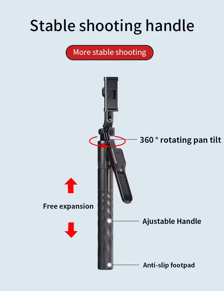 Jmary KT-239 Telescopic Phone Selfie Stick Tripod With 360° Free Rotation Angle
