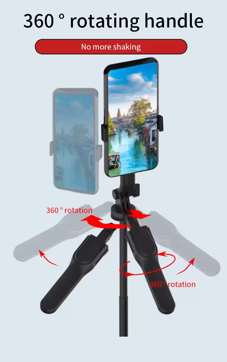 Jmary KT-239 Telescopic Phone Selfie Stick Tripod With 360° Free Rotation Angle