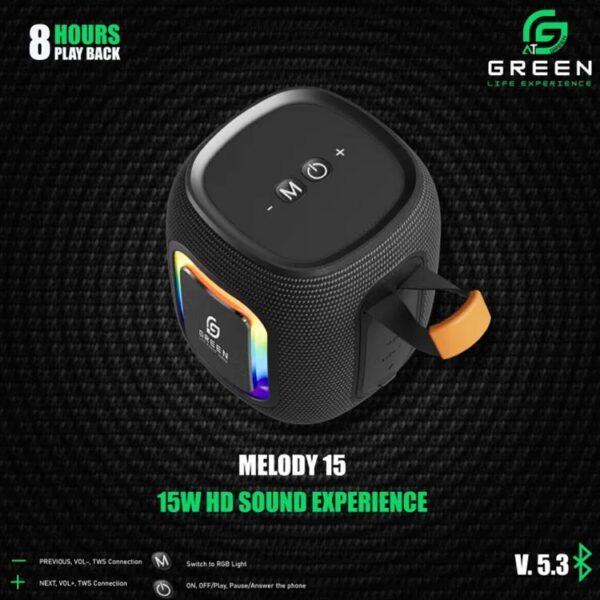 Green Melody-15 Portable Bluetooth Speaker