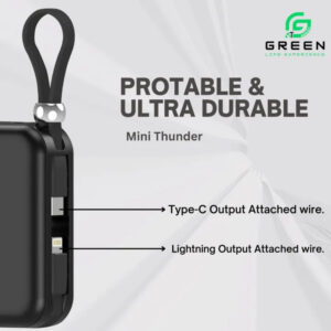 Green Mini Thunder Small Size Power Bank 10000 mAh