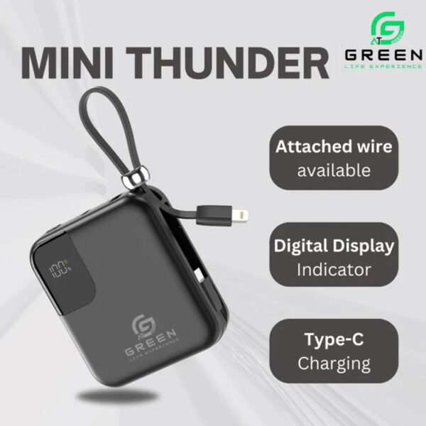 Green Mini Thunder Small Size Power Bank 10000 mAh