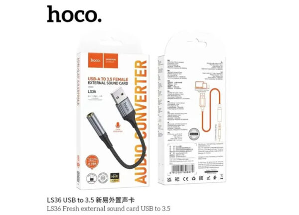 HoCo Ls36 USB TO Aux 3.5mm Female Short Cable 12 Cm External Sound Card