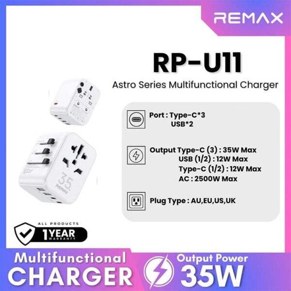 Remax-RP-U11-35W-Multifunctional-Charger Travel Essential