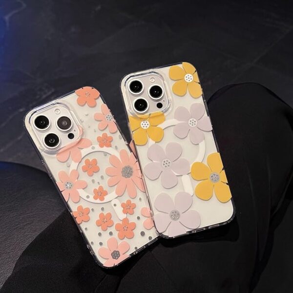 Flower Floral Magnetic Phone Case for iPhone, Compatible with MagSafe