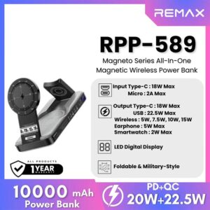 Remax RPP-589 Magneto Series 5-in-1 Folding Wireless Charging Power Bank