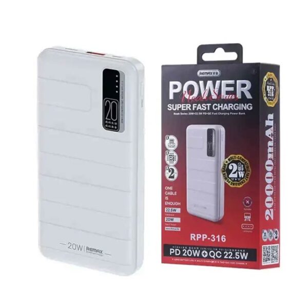 Remax RPP 316 Noah Series 20000 mAh Power Bank PD20W Plus QC22.5W Fast Charging