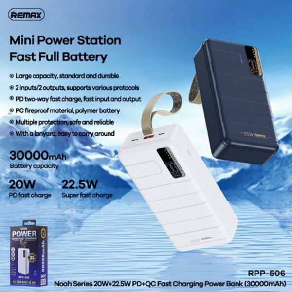 Remax RPP 506 Noah Series 30000 mAh PD20W + QC22.5W Fast Charging Power Bank