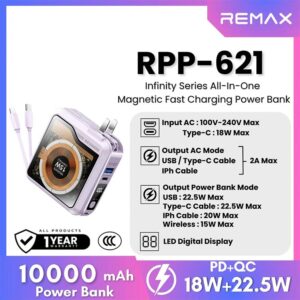 REMAX RPP-621 Infinity Series 10000mAh PD+QC Magnetic Wireless Power Bank(PD 20W+QC 22.5W)