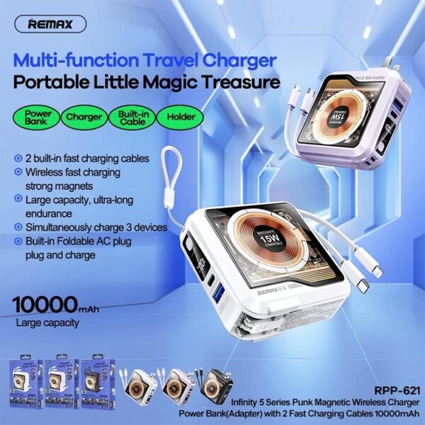 REMAX RPP-621 Infinity Series 10000mAh PD+QC Magnetic Wireless Power Bank(PD 20W+QC 22.5W)