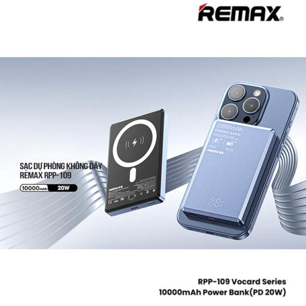 Remax Vocard Pro Series RPP109 10000mAh 20W PD Plus 15W Wireless Magnetic Powerbank