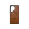 Luxury PU Leather Magnetic Bracket Ring Magsafe Case - Brown